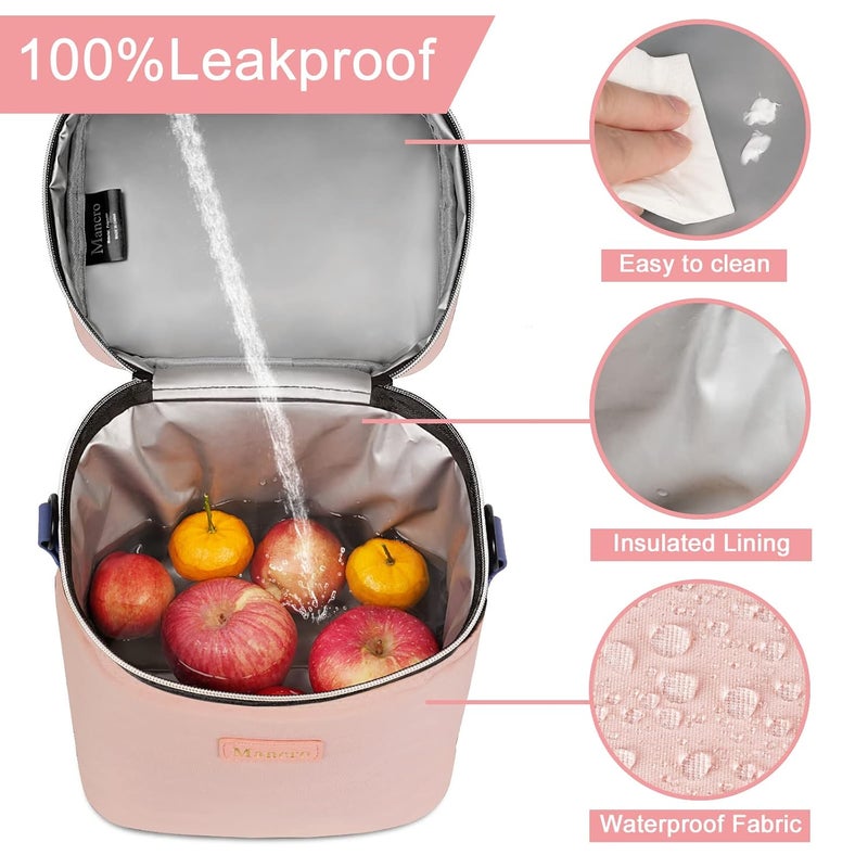 Mancro حقيبة تبريد حليب الثدي تناسب 6 زجاجات حتى 9 أونصة، حقيبة زجاجة الرضاعة المعزولة تأتي مع حزمة ثلج وحزام كتف، حقائب تبريد زجاجات الرضاعة لرعاية الأطفال، وردي - Image 4